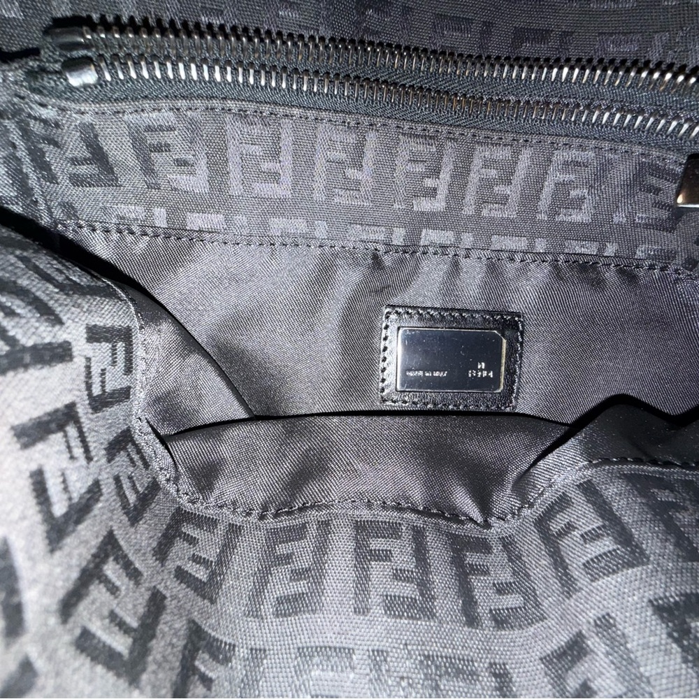 Fendi Black Brown Zucca Tote with Gold-Tone Logo Vintage - Picture 5 of 6